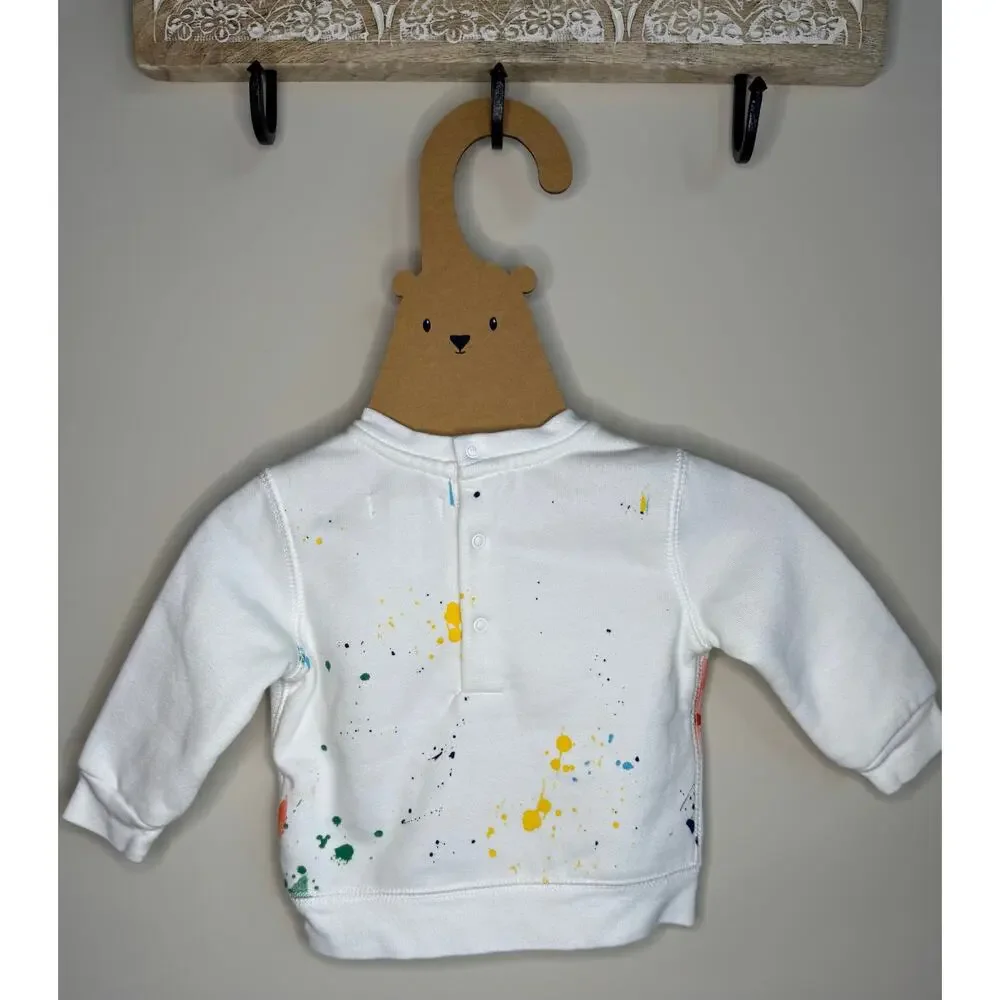 Ralph Lauren Paint Splattered Polo Bear Graphic Fleece Sweatshirt sz 6M
